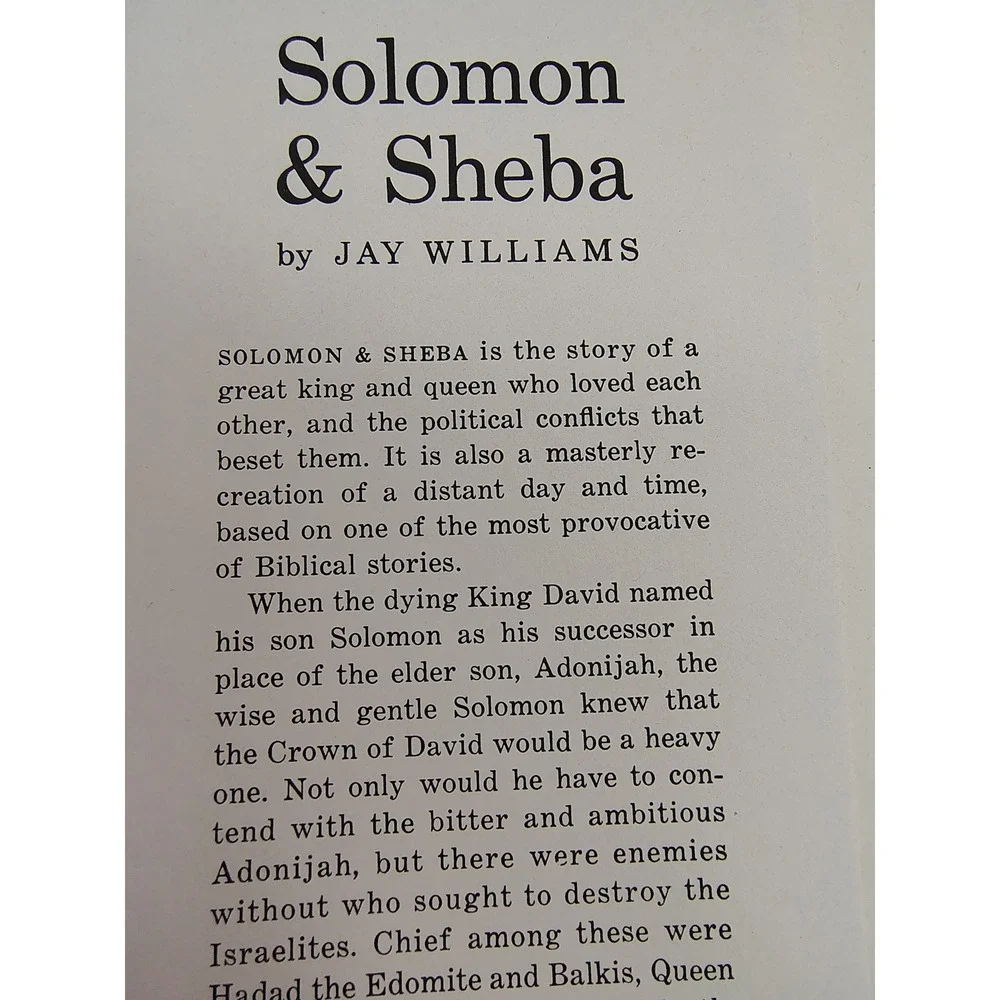 Solomon And Sheba Jay Williams 1959 Book Club Edition HCDJ Gold‎ Lion Cover